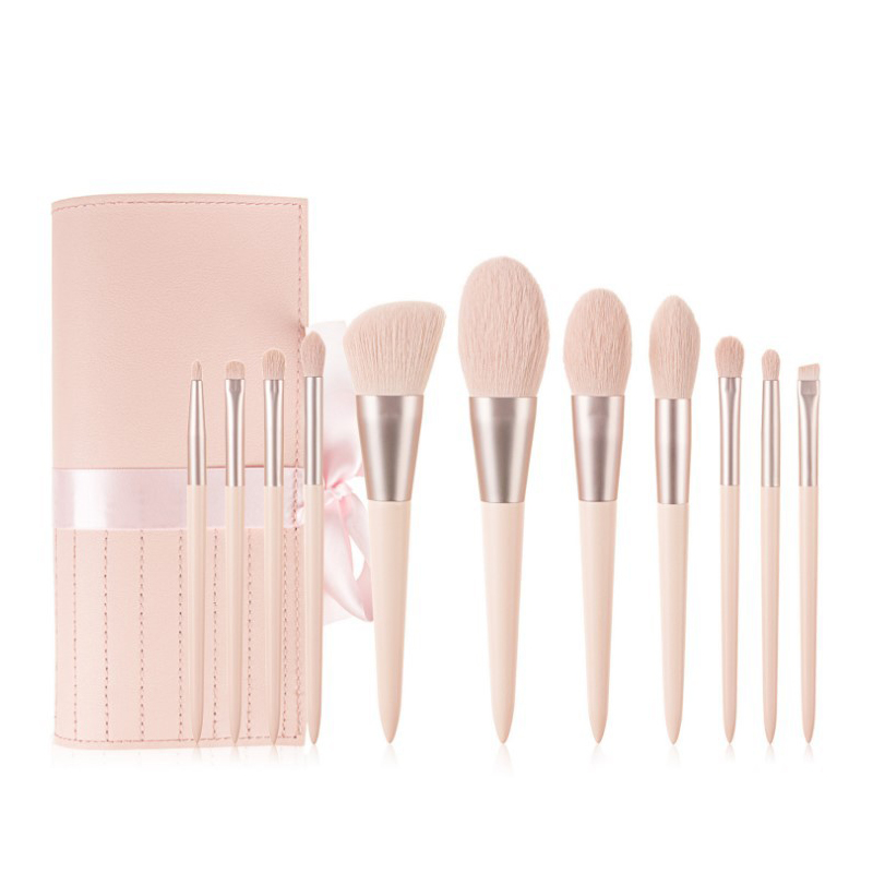 11pcs Pink Makeup Brushes With Customized Makeup Brush Cosmetic Bag