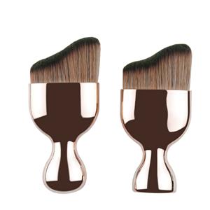 Rose gold face tanning brushes with curved head bristles for face tanning