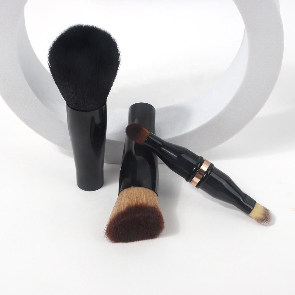 Customized Dual End Foundation Powder Buffer and Contour Synthetic Cosmetic brush 2 in 1 brush applicator