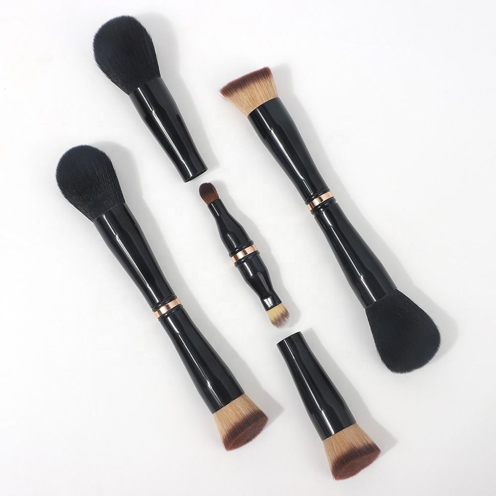Customized Dual End Foundation Powder Buffer and Contour Synthetic Cosmetic brush 2 in 1 brush applicator