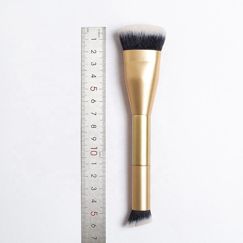 Rose gold Dual End Foundation Buffer and Contour Synthetic Cosmetic brush 2 in 1 brush applicator