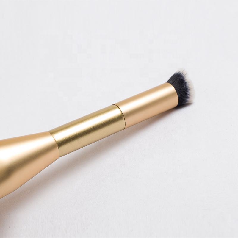 Rose gold Dual End Foundation Buffer and Contour Synthetic Cosmetic brush 2 in 1 brush applicator