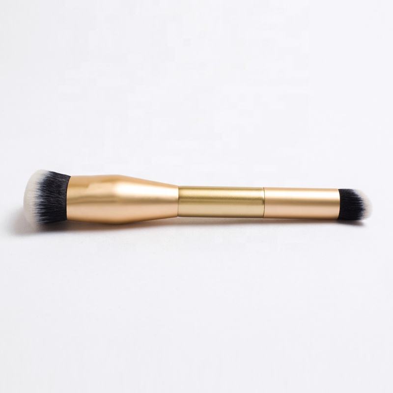 Rose gold Dual End Foundation Buffer and Contour Synthetic Cosmetic brush 2 in 1 brush applicator