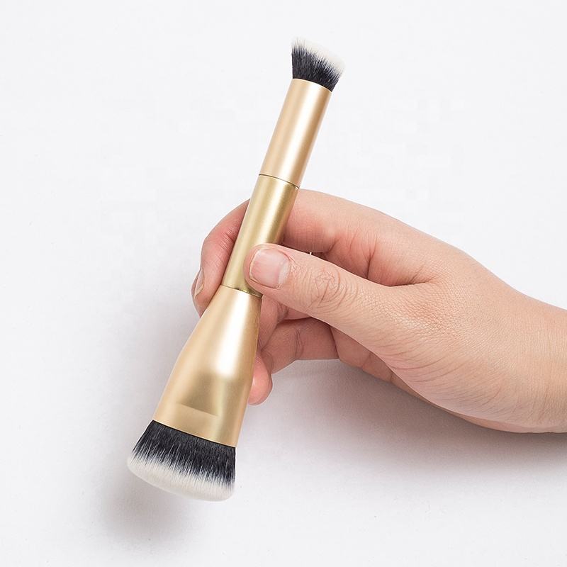 Rose gold Dual End Foundation Buffer and Contour Synthetic Cosmetic brush 2 in 1 brush applicator