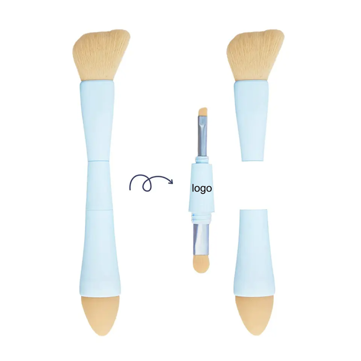 Dual End Foundation Contour Synthetic bristles Cosmetic brush 2 in 1 brush applicator