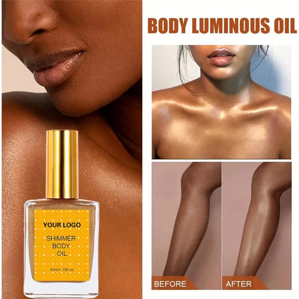 Oem Odm Private Label Vegan Glow Shine Body Glitter Spray For Body Shimmering Dry Oil Shinning Body Oil