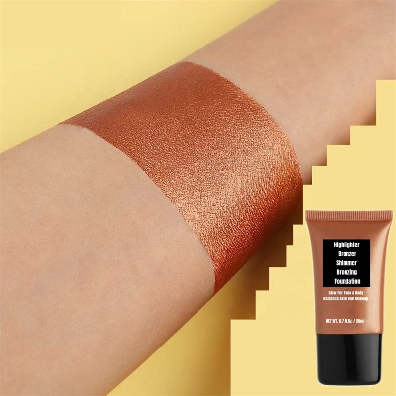 Cruelty-Free Shimmer Bronzing Foundation Highlighters Bronzer Glow Liquid Illuminator For Contour Makeup Face Body illLuminizer