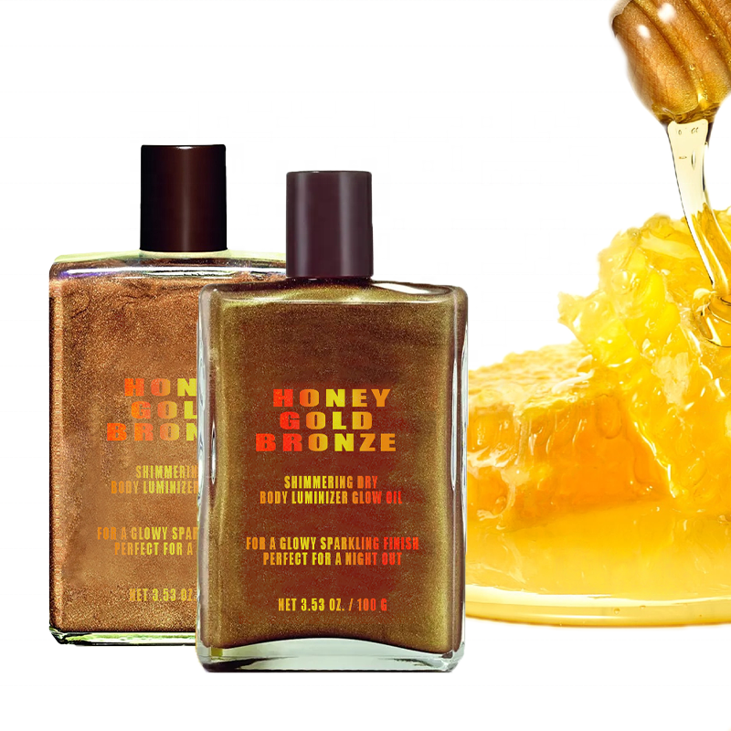 Honey Gold Bronze Shimmering Skin Dry Oil Moisturizing Glitter Shimmer Body Luminizer Glow Oil Beauty Cosmetics Makeup Highlight