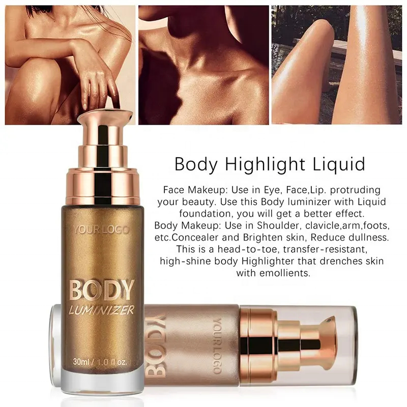Highlighter Makeup Glitter Body Highlights Glow Liquid Illuminator Bronzer Cream Body Shimmer Glitter Dry Oil