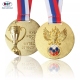 Copper Plated Gold Custom 3D Double Logo Football Sports Award Medal with Sublimation Ribbon Lanyard