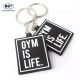 Rubber Keychain Double Embossed Design Custom Raised Name Logo Soft PVC Plastic with GYM Sport Label Zinc Alloy