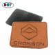 Custom Hot Press Brand Name Logo Faux Leather Hat Labels Soft Suede Patches with Hook and Loop