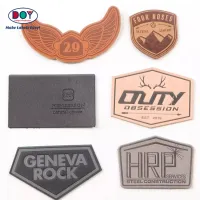 ジーンズ衣料品ラベルメーカーカスタムロゴエンボス加工帽子用本物の本革パッチ