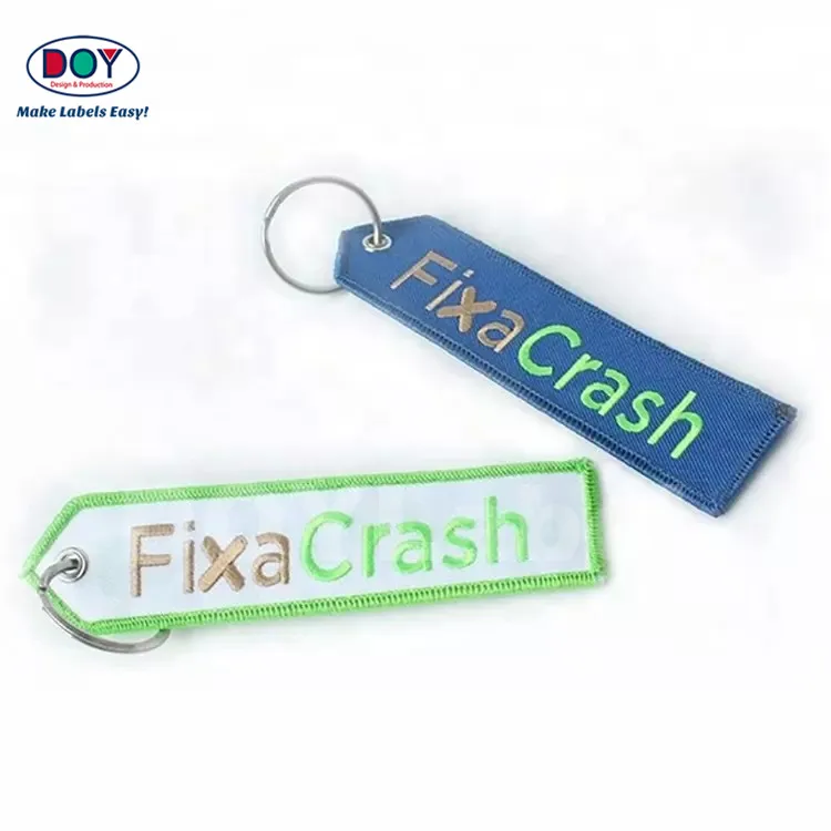 Key Ring Custom Branded Name Logo Embroidered Fabric Key Tag for Gift