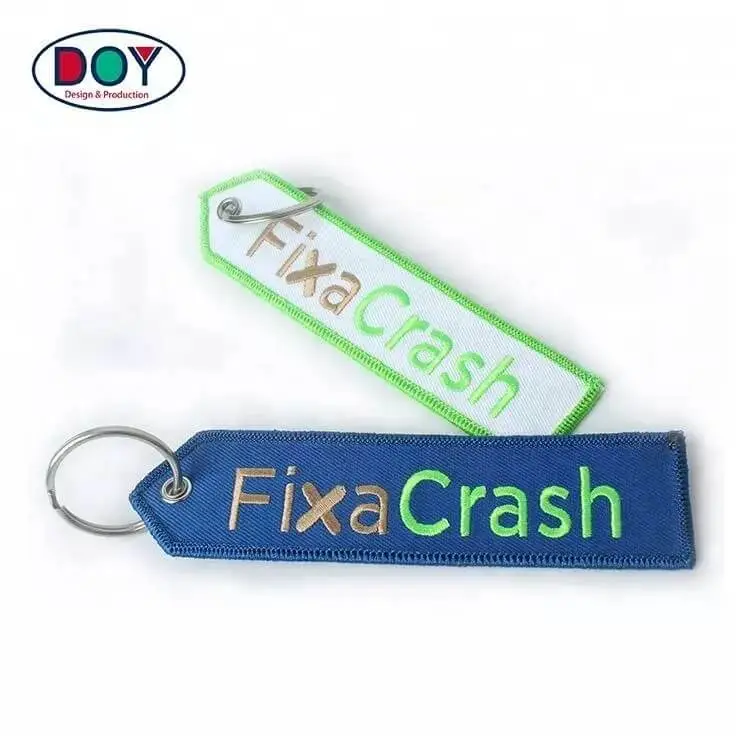 Key Ring Custom Branded Name Logo Embroidered Fabric Key Tag for Gift