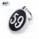 Custom Shape Double Letter Number Logo Twill Fabric Embroidery Keychain for Promotion Gift