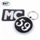 Custom Shape Double Letter Number Logo Twill Fabric Embroidery Keychain for Promotion Gift