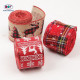 Custom Luxury Burlap Wired Edge Stripe Plaid Red Rolls Christmas Ribbon for Gift Wrapping