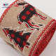 Custom Luxury Burlap Wired Edge Stripe Plaid Red Rolls Christmas Ribbon for Gift Wrapping