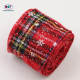 Custom Luxury Burlap Wired Edge Stripe Plaid Red Rolls Christmas Ribbon for Gift Wrapping