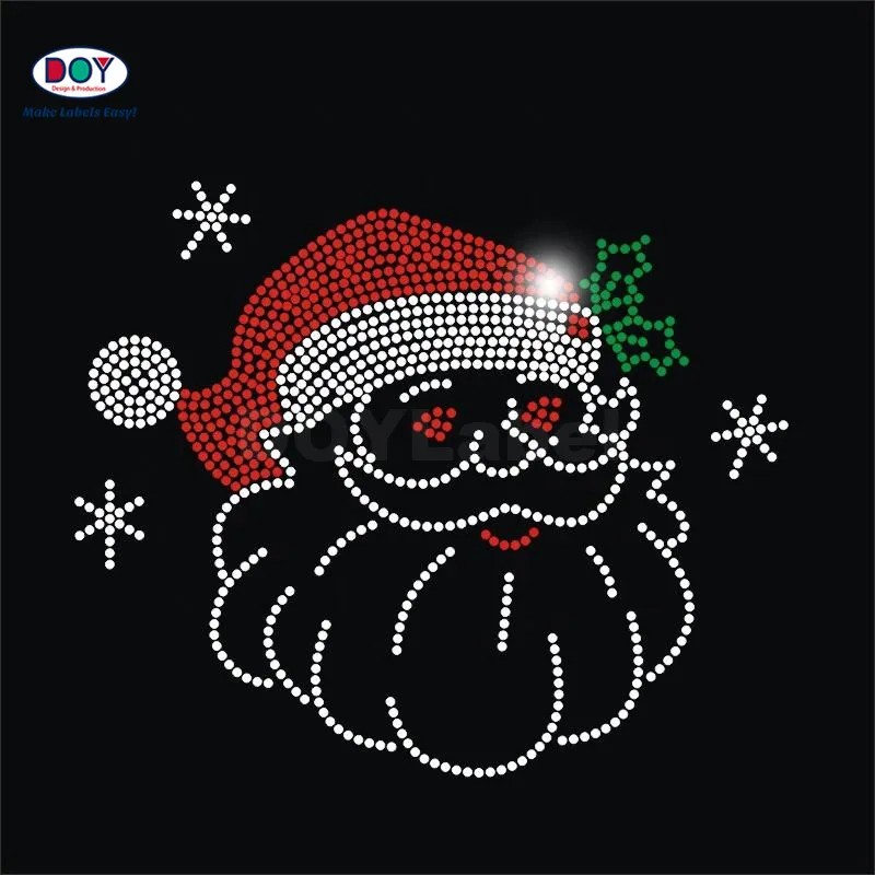 Ferro de strass com logotipo de Natal personalizado do fornecedor de cristal hot fix na transferência para roupas