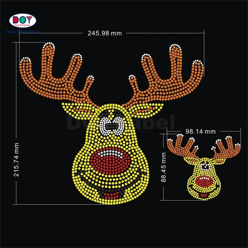 Ferro de strass com logotipo de Natal personalizado do fornecedor de cristal hot fix na transferência para roupas