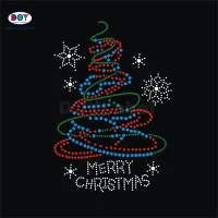 Ferro de strass com logotipo de Natal personalizado do fornecedor de cristal hot fix na transferência para roupas