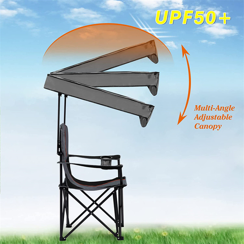 Oversized Camping Chair with Adjustable Shade Canopy