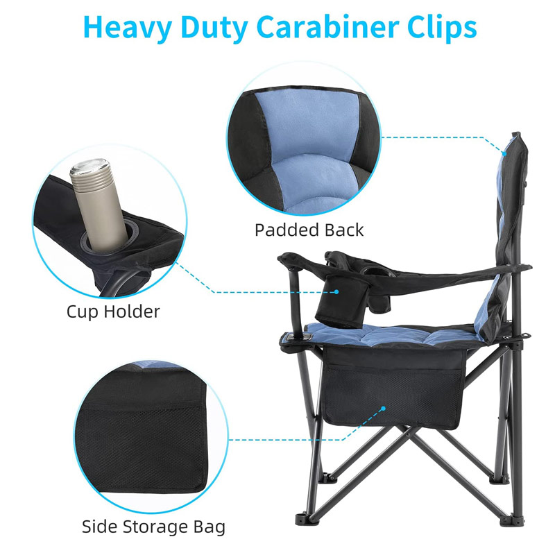 Huge Portable Folding Camping Chair with Extra Cushion