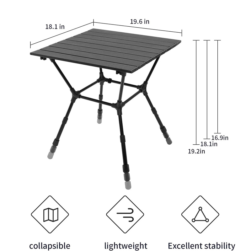 Portable Height Adjustable Camping Table Foldable Top