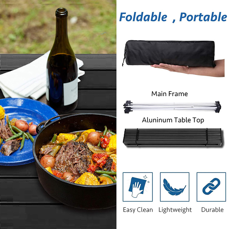 Portable Camping Table with Folding Aluminum Table Top