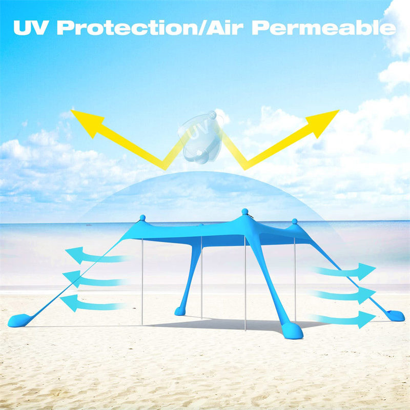 Portable UPF50+ Beach Sunshade with Sand Shovel