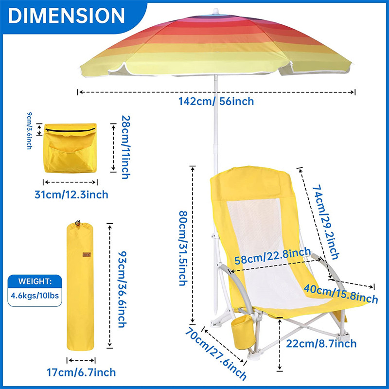 Folding Beach Chair for Adults with Umbrella