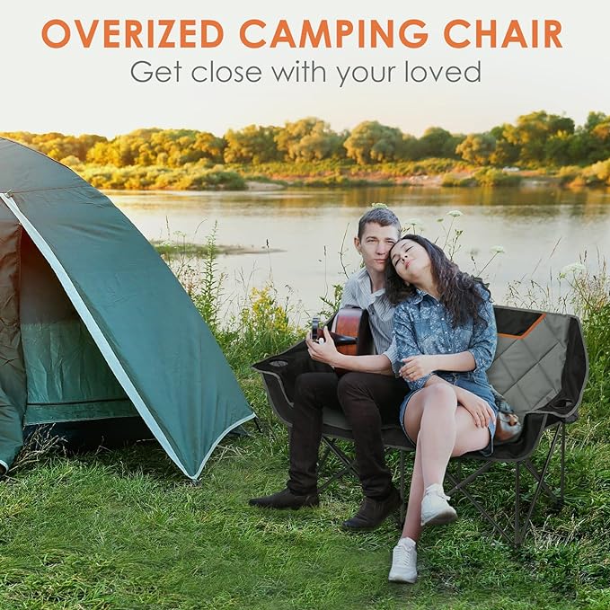 Fully Padded Loveseat 2 Person Folding Camping Chair