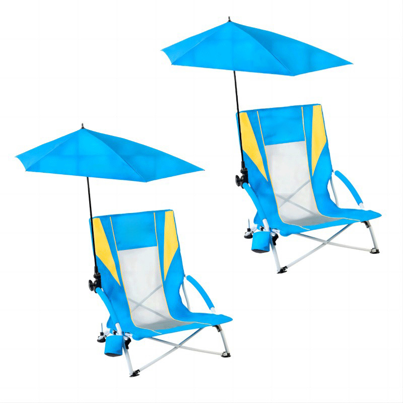 Low Seat Beach Chair with Umbrella Adjustable