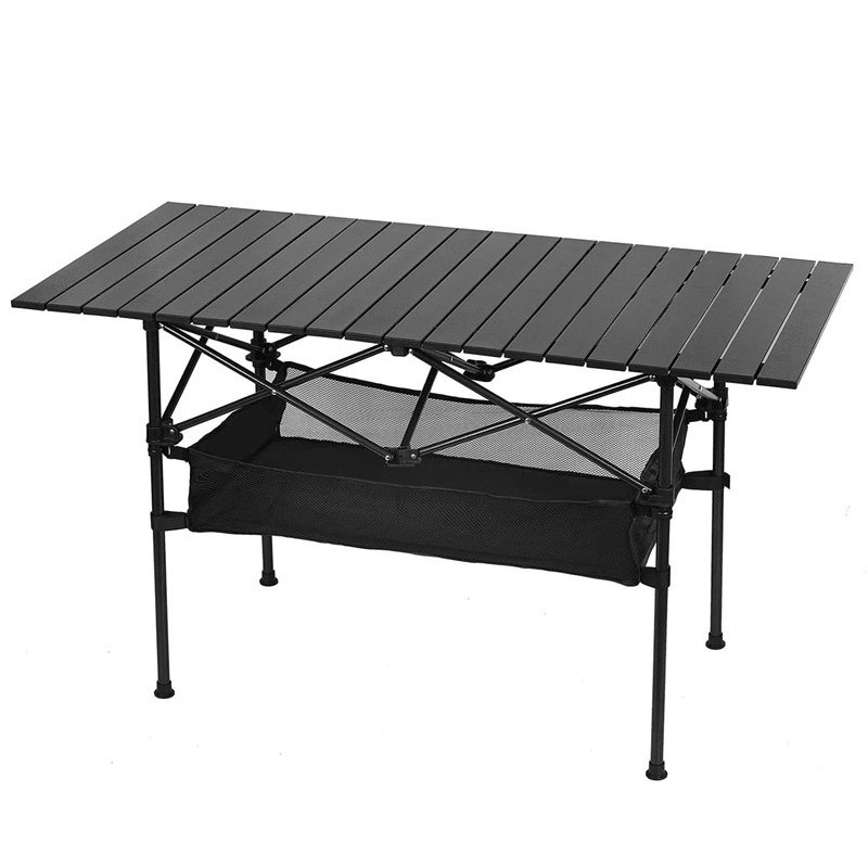Camping Table with Large Storage and Roll-up Top