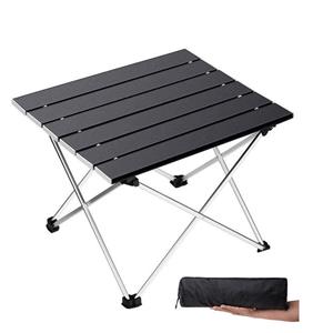 Table de camping portable avec plateau pliant en aluminium