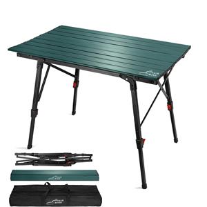 Portable Camping Table with Adjustable Legs, Lightweight Aluminum Folding Table