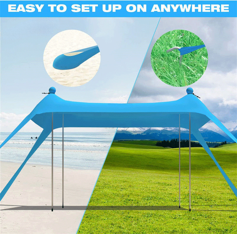 Portable UPF50+ Beach Sunshade with Sand Shovel