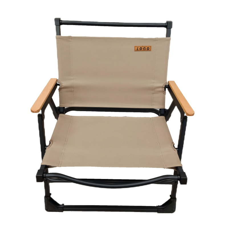 Camping Folding Chair with Wooden Armrests