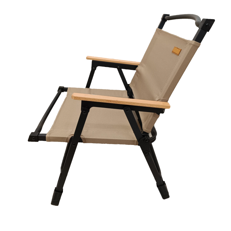 Camping Folding Chair with Wooden Armrests