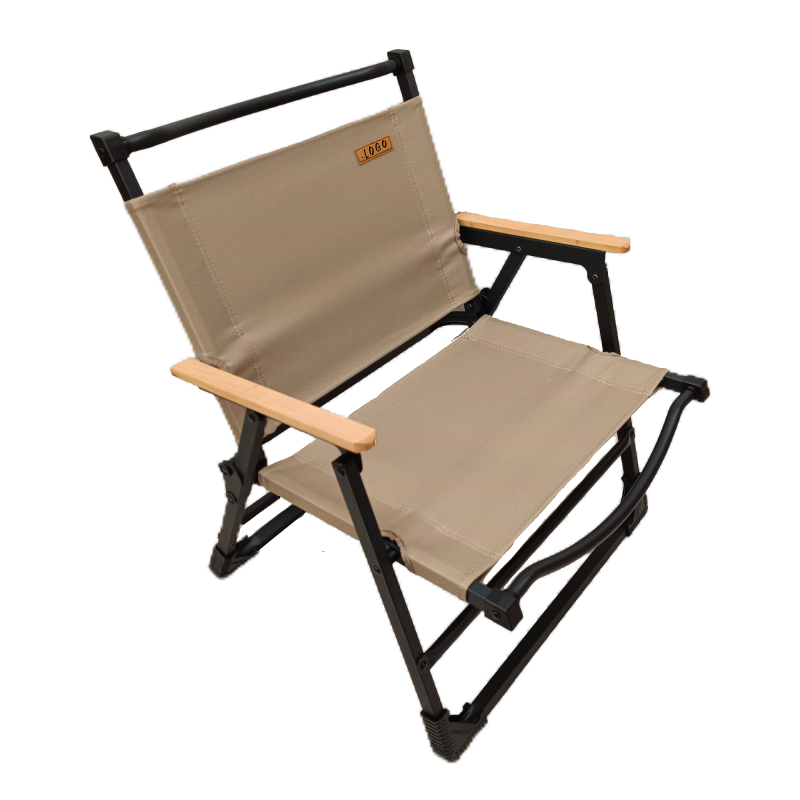 Camping Folding Chair with Wooden Armrests