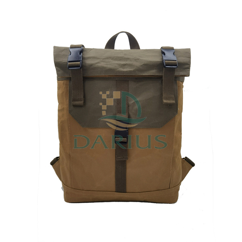 Kestävästä paperista valmistettu luonnonmukainen pestävä voimapaperireppu