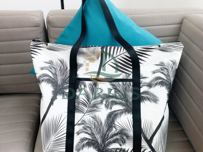 Uso de sacola de compras de papel estampado padrão com zíper à prova d'água