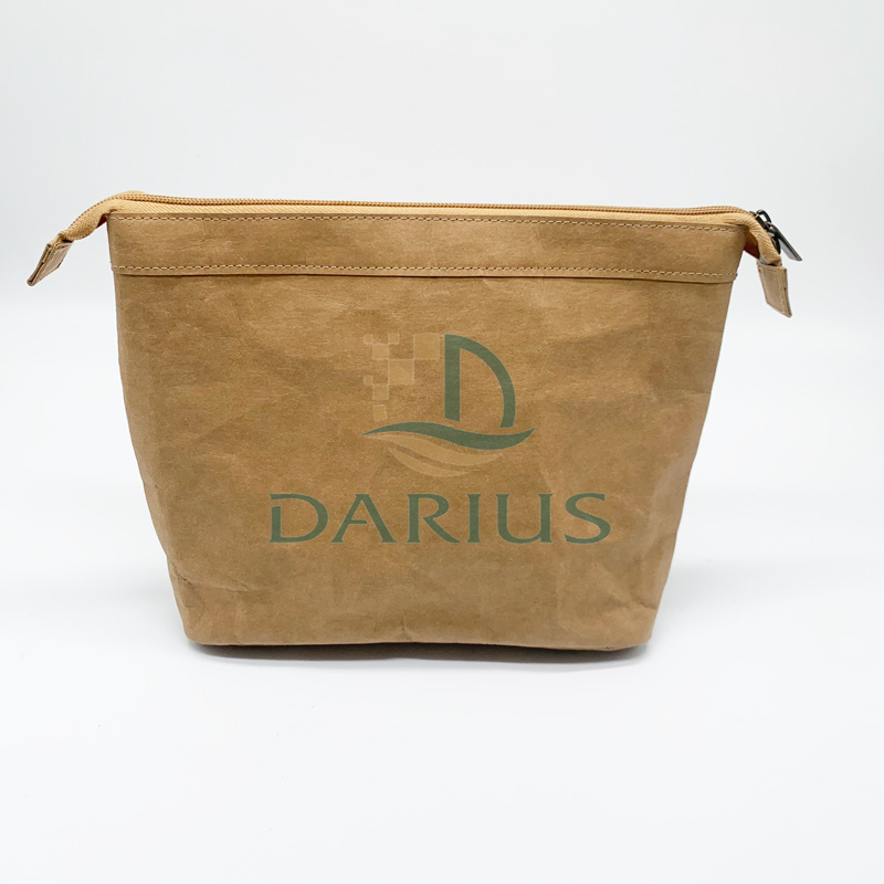 Pure Color Yksinkertainen pestävä voimapaperikahvallinen meikkipussi