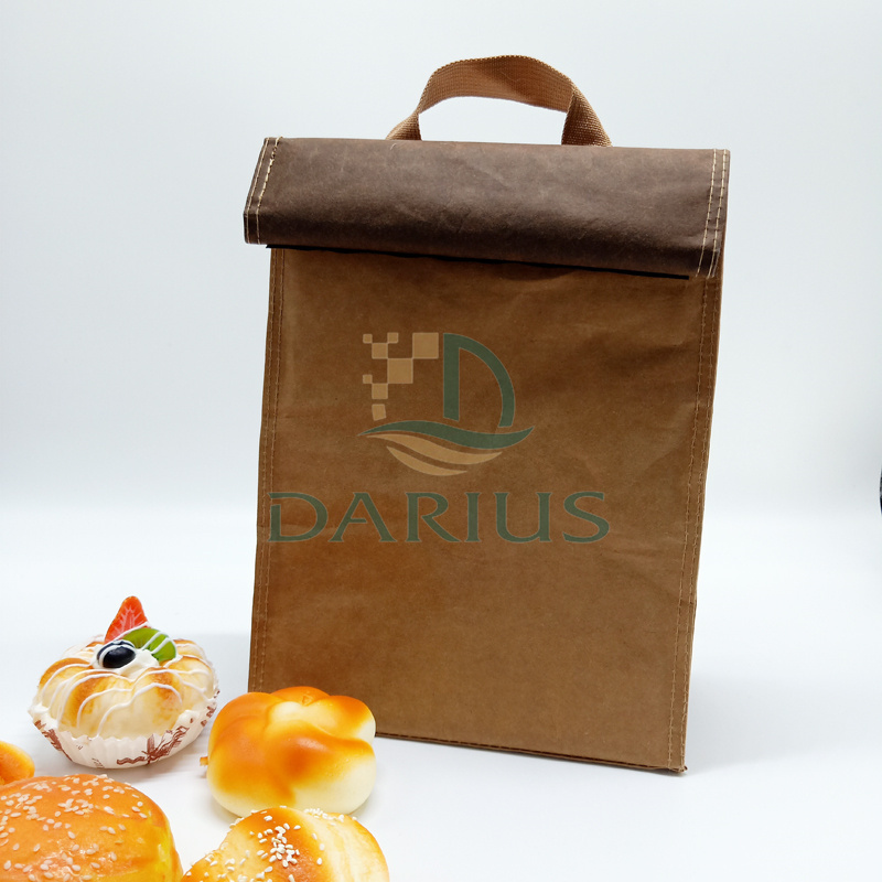 Kraft Paper Bag File Lounaspussi Tarranauhalla eristävä Kangaskassi