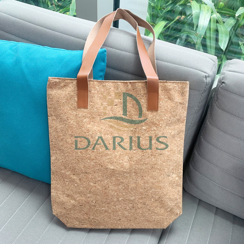 Damestas van kurk met boodschappentas met dubbele zak