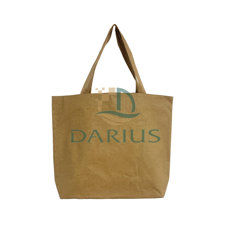 Yksinkertainen pestävä voimapaperi Vegaaninen vetoketjullinen ostoskassi