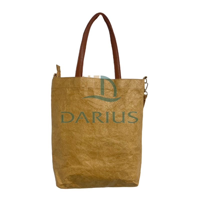 Milieuvriendelijke bruine boodschappentas met ritssluiting en zakontwerp