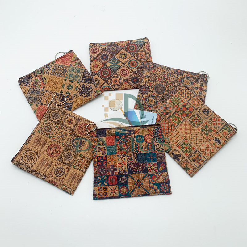 Biohajoava vegaaninen kukkaro Natural Cork Classic Flowers -pieni kolikkolompakko